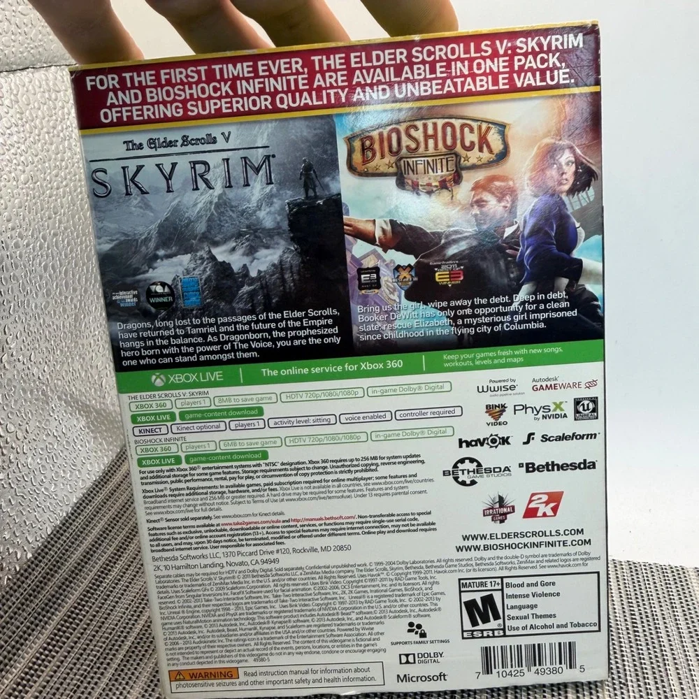 Skyrim &‎ BioShock Infinite Xbox 360 2-Game Bundle Platinum Hits Bethesda Games